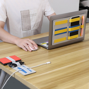 Support de rangement pour ordinateur portable avec bandes élastiques pour câbles, organisateur de disques durs de téléphone, en PU, de type vertical - Product Image 4