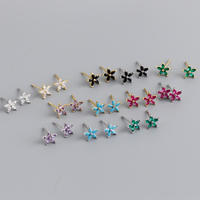 925 Sterling Silber Regenbogen-Ohrstecker Fabrik-Großhandel Herstellung Bunter Zirkon-Blumenschmuck auf Lager