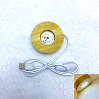 Base d'affichage ronde en bois couleur RVB Piédestal de base de lumière LED pour l'art du verre Base en bois Led Display Crystal Holder Night Lamp