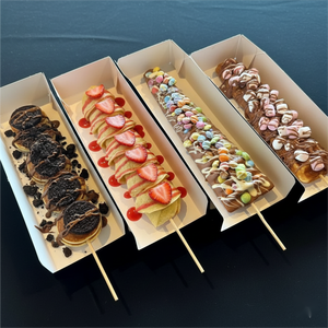 บรรจุภัณฑ์อาหารจานด่วนแบบนำกลับ กล่องกระดาษใส่แพนเค้กขนาดเล็ก ถาดใส่ซูชิ เครป บราวน์ บาร์บีคิว คุกกี้ เบเกอรี่ วาฟเฟิลสติ๊ก - Product Image 5