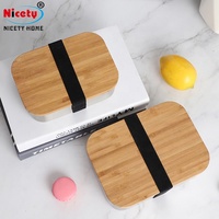 Boîte à déjeuner bento en acier inoxydable, couvercle en bambou avec logo personnalisé écologique, conteneur alimentaire pour enfants et adultes