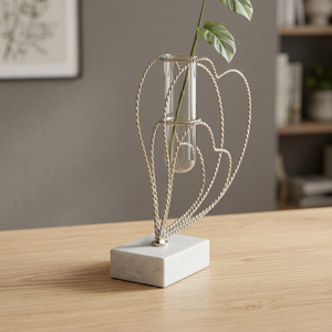 Jarrón de Mesa Moderno y Elegante de Metal Negro con Base de Mármol, 27.5 cm de Altura, para Agua, Centro de Mesa Decorativo - Product Image 5