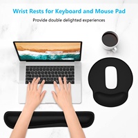 Tapis de clavier ergonomique en gel noir uni avec repose-poignets, tapis de souris, mousse à mémoire de forme et base en caoutchouc, couleur personnalisable, en stock