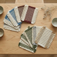 Sous-verre carré en lin tissé à la main, moderne et minimaliste, en tissu antidérapant et résistant à la chaleur, multicolore, pour la maison