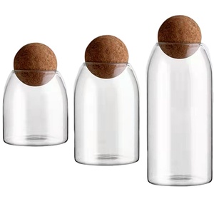 Jars Storage Jar Glass Jars For Storage Food Storage Jars With Wood Lid Cork Ball Stopper Handmade Borosilicate Glass Canister Jar