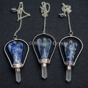 Péndulos de Radiestesia de Sodalita con Forma de Ángel - Gema Tallada con Temática de Amor de Gujarat - Product Image 2