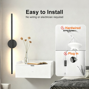 Wall <b>Lamp</b> Led Black Aluminum Minimalist <b>Touch</b> Control Wall Mounted Bedroom Living Room Lighting - Product Image 3