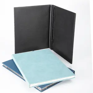 Fábrica profesional color personalizado tamaño A4 PU cuero comida receta folleto plegable libro de cocina restaurante menú impresión