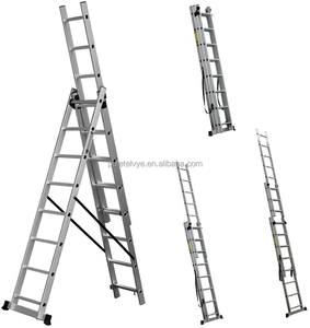 Peldaños antideslizantes de escalera múltiple de <span class=keywords><strong>3</strong></span> secciones de aluminio profesional de 13,4 M Marco en A/escalera/extensión para supermercado almacén apartamento - Product Image 1