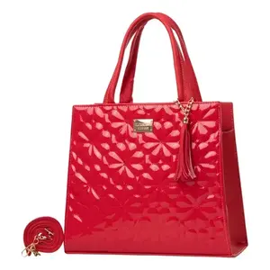Sac à main en PU rouge pour femme Fana Kalea avec chaîne de perles décorative, fermeture à rabat, forme carrée, usage quotidien - Product Image 3