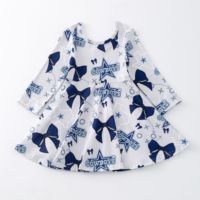 Robe décontractée à manches longues en soie de lait douce pour bébés et jeunes enfants, motif football, longueur genou, Saints 49ers Steelers, collection automne
