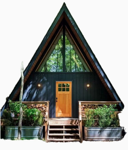 Cabane préfabriquée moderne en bois en forme de A, mobile, avec grand balcon, maisonnette compacte pour <span class=keywords><strong>le</strong></span> glamping en nature et les locations de vacances - Product Image 5
