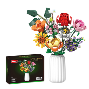 Woma Toys 11804 Juego <span class=keywords><strong>de</strong></span> Bloques <span class=keywords><strong>de</strong></span> Construcción <span class=keywords><strong>de</strong></span> Ramo <span class=keywords><strong>de</strong></span> Flores <span class=keywords><strong>de</strong></span> 8 Piezas con Rosa - Product Image 1