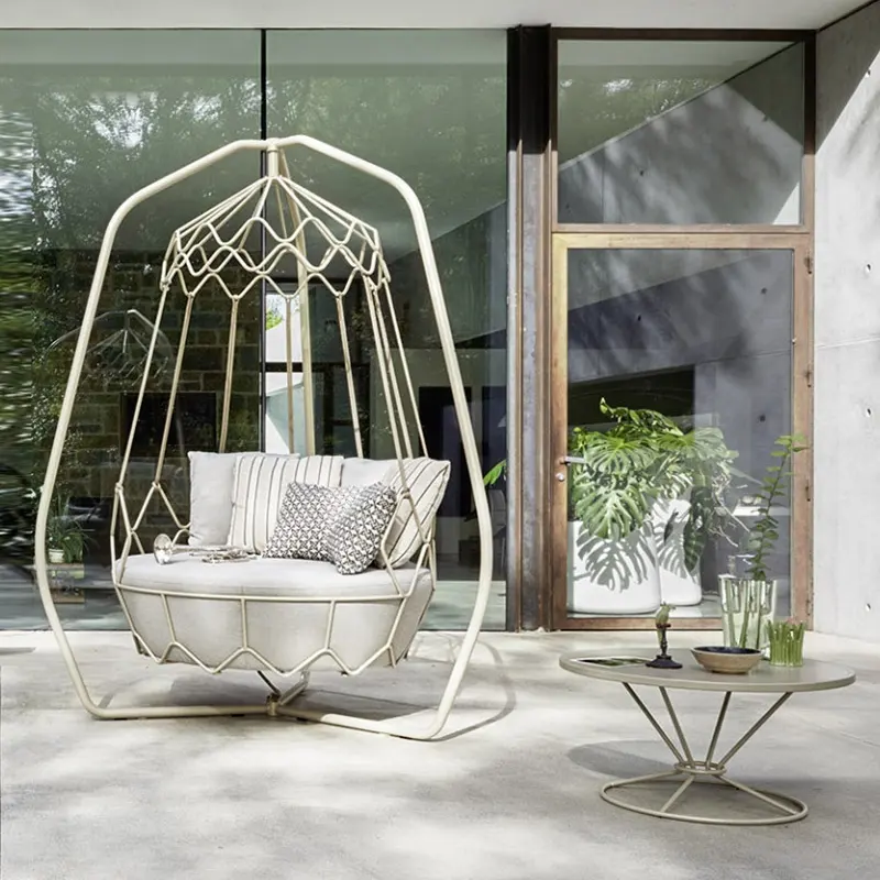 Açık bahçe salıncağı sandalye tek koltuk su geçirmez set metal özel asılı sandalye villa otel modern bahçe mobilyaları