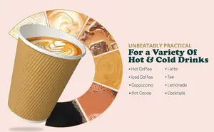 Custom Printed Disposable Double Wall Paper Coffee Cups Low MOQ Private Logo Kraft Paper Cups 6oz 8oz 9oz Cups For Coffee Shops