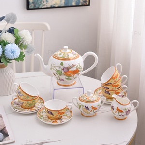 Nouvel ensemble promotionnel de 15 pièces de vaisselle de luxe en porcelaine fine, style campagnard, pour 6 personnes, coffret cadeau écologique pour le café et le thé - Product Image 1