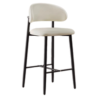 Tabouret de bar contemporain pour salle à manger, hôtel, chambre à coucher, siège rembourré confortable avec dossier incurvé, pieds en métal pour comptoir de cuisine, café