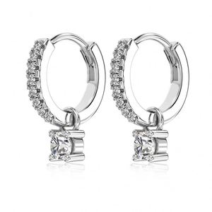 Dylam Tiny Dress up Jewelry Accessories 925 Sterling <b>Silver</b> Eternity <b>Hoop</b> 5A Zirconia Dangle Pendant <b>Hoop</b> Earrings for Women - Product Image 1