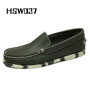 WYX，易穿透气全皮鼠尾草绿豌豆鞋耐磨彩色橡胶外底平底因果鞋HSW037
