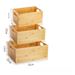 Ensemble de boîtes de rangement multi-usages en bambou et bois, usage domestique, boîte de rangement en bambou avec poignée, organisateur de type tiroir, logo - Product Image 2