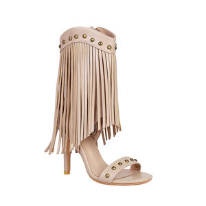 WETKISS Sandali Gladiatore Vintage con Borchie e Frange per Donne, Punta Tonda, Tacco Alto a Spillo, Stivali con Nappine, <span class=keywords><strong>Scarpe</strong></span> Estive da Festa - Product Image 3