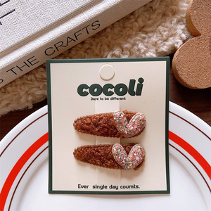 Barrette à cheveux en forme de cœur scintillante et pailletée, style doux, pour jeune fille, en laine d'<span class=keywords><strong>agneau</strong></span> moelleuse, forme de goutte d'eau - Product Image 3