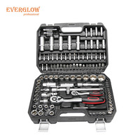 Nouvel arrivage populaire de haute qualité EVERGLOW – Jeu de douilles en chrome vanadium 108 pièces, kit d'outils ménagers avec mallette de transport, garantie de 3 ans