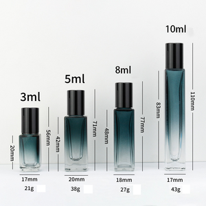 Flacone Roll-on Vuoto in Vetro Quadrato da 3ml 5ml 8ml 10ml per Oli Essenziali con Sfera in Acciaio/Vetro - Product Image 2