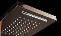 Robinet de douche thermostatique intelligent en cuivre chromé poli or rose, double poignée, pommeau de douche carré à jet de pluie, fixation murale pour hôtel