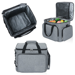 Sac isotherme personnalisé pour pique-nique, grande capacité, épaissi, avec fermeture éclair, poignée souple, pour le camping, couleur unie - Product Image 1