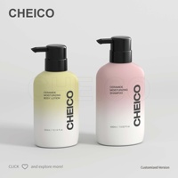 Flacon de lotion en plastique PET blanc brillant avec pompe à lotion, design sérigraphié pour gel douche, après-shampoing, shampoing, savon liquide, grand format