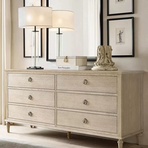 Solid Oak 6 Drawer Dresser French Vintage Carved Leg Chest of Drawers Indoor <b>Bedroom</b> <b>Storage</b> <b>Cabinet</b> Multiple Distressed - Product Image 3