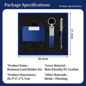 Set de Regalo Promocional al por Mayor 3 en 1 con Logotipo Personalizado, Bolígrafo de Metal y Cuero PU, Llavero, Tarjetero, Caja de Regalo, Obsequios para Ferias Comerciales - Product Image 2