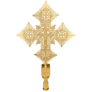 En stock – Croix de positionnement de luxe grand format <span class=keywords><strong>pour</strong></span> l'Église orthodoxe éthiopienne, plaquée or et artisanat double face - Product Image 3