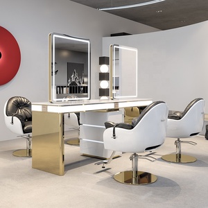 Equipo de salón BoJue, espejo de salón de belleza para peluquerí<span class=keywords><strong>a</strong></span>, espejo de peluquero, estación de salón, estación de trabajo de un solo lado para tres <span class=keywords><strong>personas</strong></span> - Product Image 4