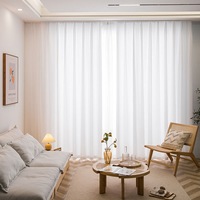 Voile de rideau en polyester transparent Phantom Gauze, texture arête de poisson, résistant au soleil, anti-rayures, design queue de poisson épaissi, moderne