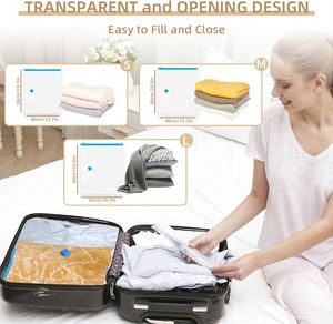 Sac de rangement sous vide multifonctionnel rectangulaire de style européen pour vêtements, pliable, anti-poussière, transparent, 7 fils - Product Image 3