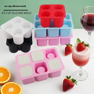Moule à glaçons en silicone à quatre cavités, gobelet cylindrique pour congélateur, pour whisky, cola et autres boissons avec glaçons - Product Image 2