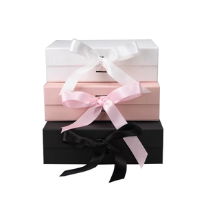 Hot Selling Eco Friendly Luxury Folding <b>Magnetic</b> Cosmetic Gift Box with Embossing Matt Lamination UV Coating Ribbon Handles - Product Image 3
