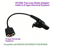 Kabel Adaptor Headset dengan Bahan Tahan Api PC ke Konektor K untuk Motorola MT1500/2000 XTS3000 GP900 HT1000 Radio Dua Arah