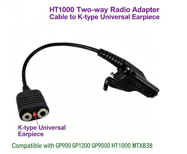 Headset Adapter Cable with PC Fireproof Material to K Connector for Motorola MT1500/2000 XTS3000 GP900 HT1000 Two-way Radios