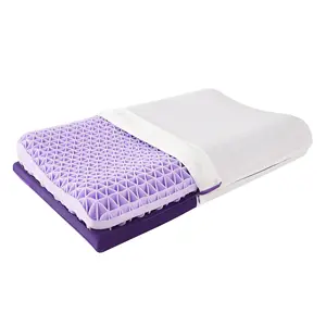 TPE Planets Lavender VIOLET Triangle High and Low Pillow with Adjustable Booster通気性頸部特大枕forNec