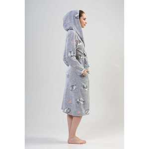 Porky Loft - Bata de dormir informal con capucha para mujer, color gris, manga larga, de jersey suave - Product Image 3