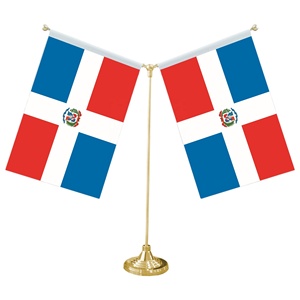 Drapeau de table en forme de Y personnalisé OEM ODM avec base métallique pour décorations de mini-drapeaux de la République <span class=keywords><strong>dominicaine</strong></span> personnalisables - Product Image 1