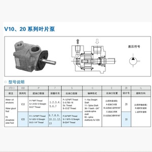 Pompe hydraulique simple Vickers V10 V20 350 bars 1 étage en fonte et acier inoxydable avec raccord 1/2 pouce - Product Image 1