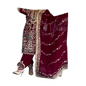 ZAIN EXPORT lanza un nuevo conjunto de fiesta de diseño con top, dhoti salwar y dupatta en crepé natural de secado rápido. - Product Image 1