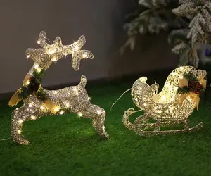 Manches de renne argent or, grande taille, décoration 3d, éclairage led extérieur, pour fêtes de noël, fantaisie - Product Image 1