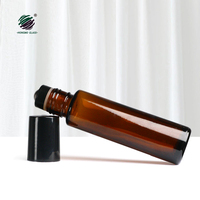 Bouteilles à roulettes d'huile essentielle de 15ml d'épaisseur, boule à roulettes en métal chromé, verre rechargeable, marron ambre, bouteille de parfum