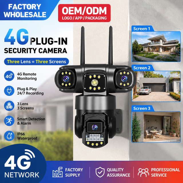 V380 12MP CMOS Wifi/4G Security Camera 3 Screens Outdoor Waterproof Two-Way Audio Color Night Vision AI Auto Tracking Camera