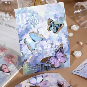 YUXIAN Cartão floral de borboleta 3D de alto valor para scrapbook de flores de borboleta decoração de fundo moldura de foto cartão de felicitações decoração
